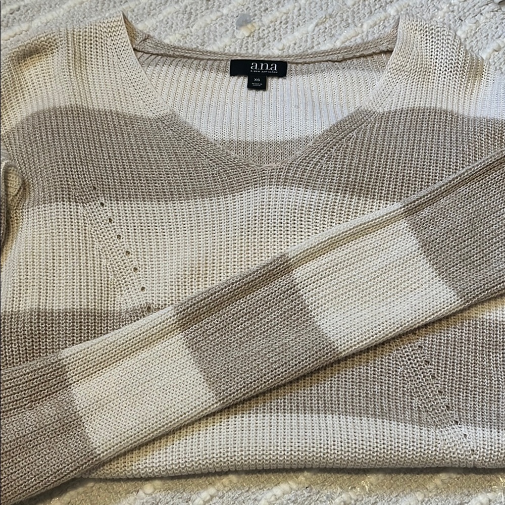 a.n.a Striped Sweater - Cream and Tan